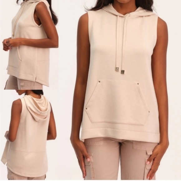 Elie Tahari Tops - Elie Tahari Light Pink Sleeveless Hoodie